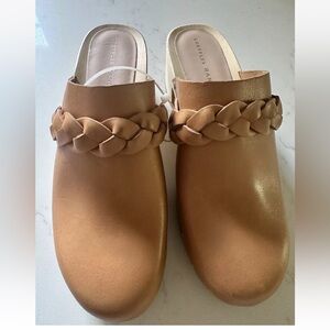 Loeffler Randall Women's Lupa Mid Heel Clog Tan size 5.5 NWOB Retail $350.00